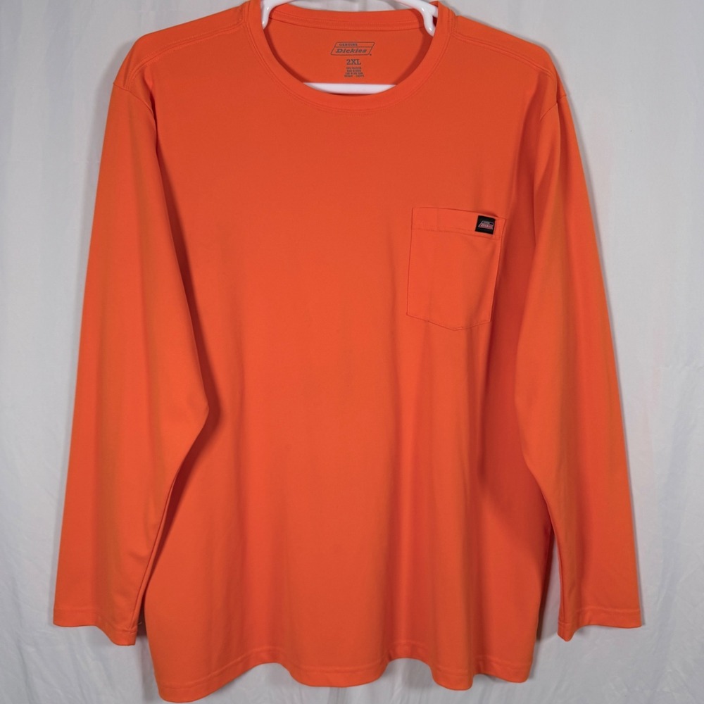Genuine Dickies Long Sleeve Pocket T-Shirt Orange‎ Performance Mens 2XL